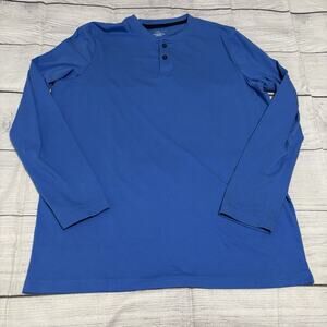 Croft & Barrow Shirt Mens Large Tall LT Blue Henley Long Sleeve Casual